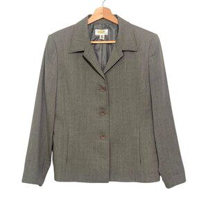 Vintage Talbots Petites Women's Gray Wool Blazer Jacket Size 10 Petite